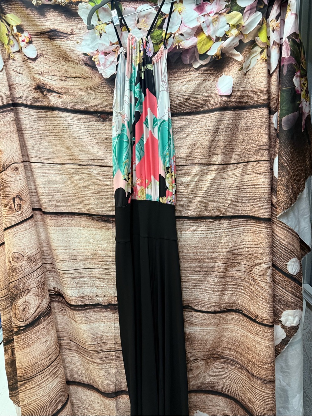 Tropical Print Halter Jumpsuit